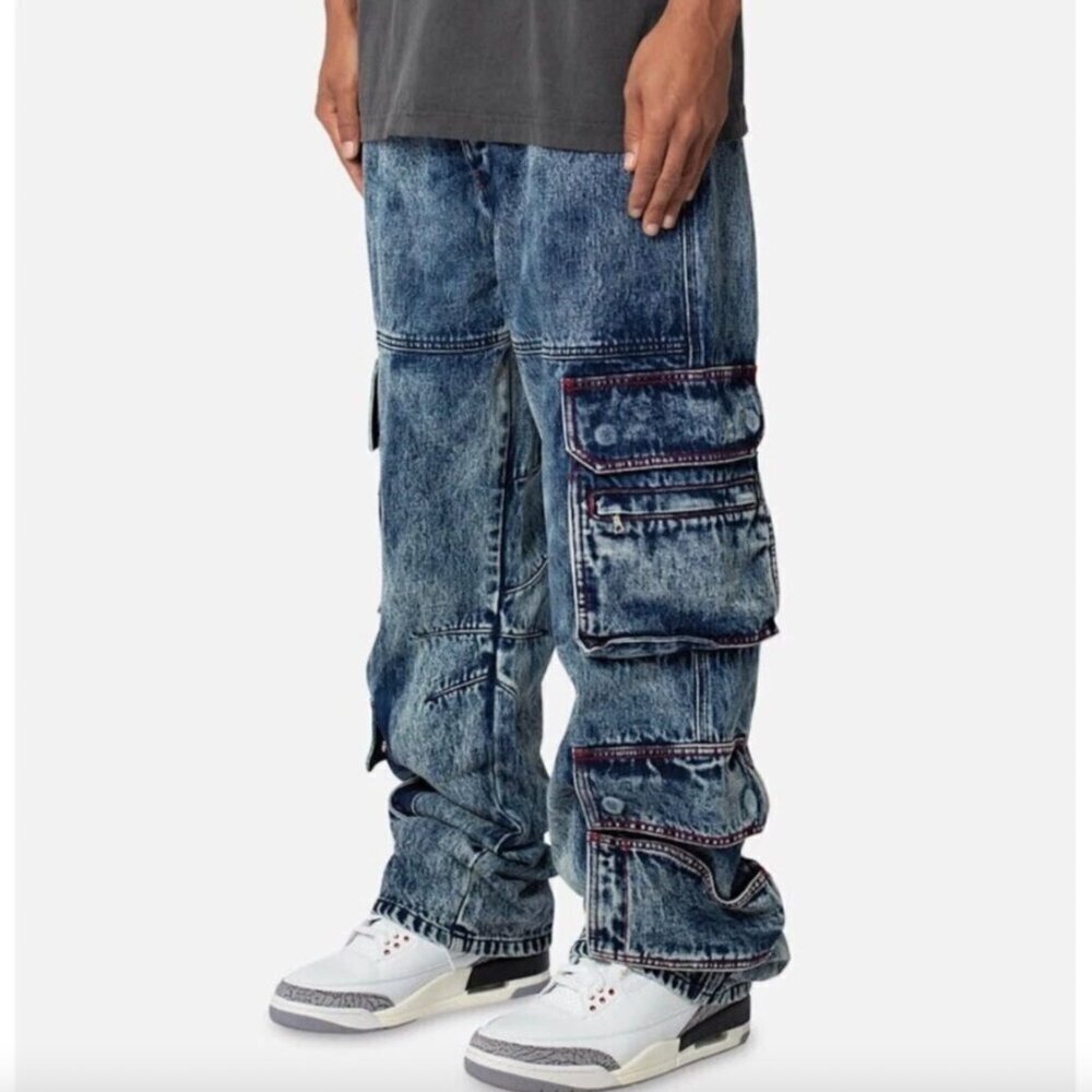 MNML Cargo Jeans 29 Blue - Picture 3 of 16